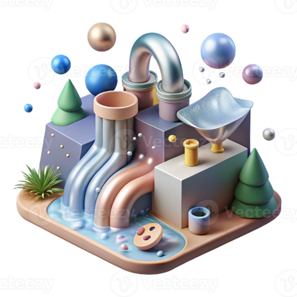 serene abstract Chemical Runoff Contaminating Water Supply Transparent Background Abstract Illustration high resolution png