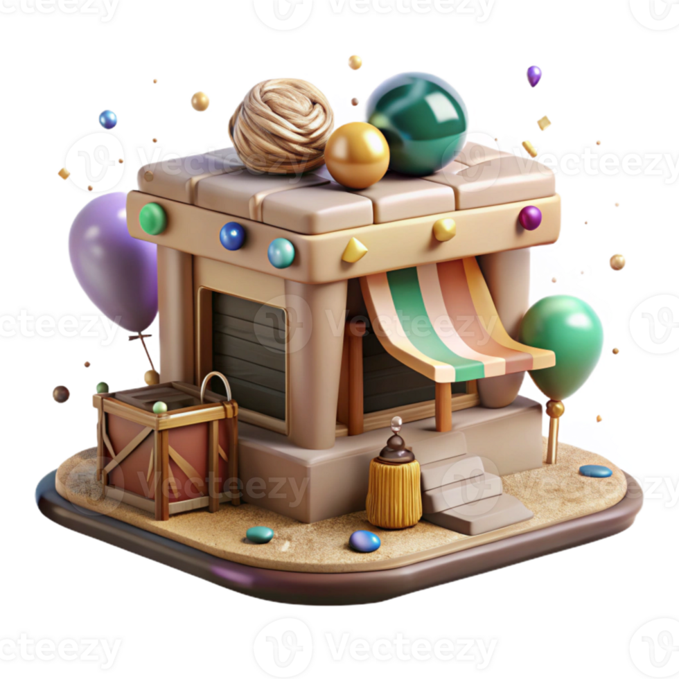 vibrant contemporary Antique Trading Post Illustration Isolated detailed png