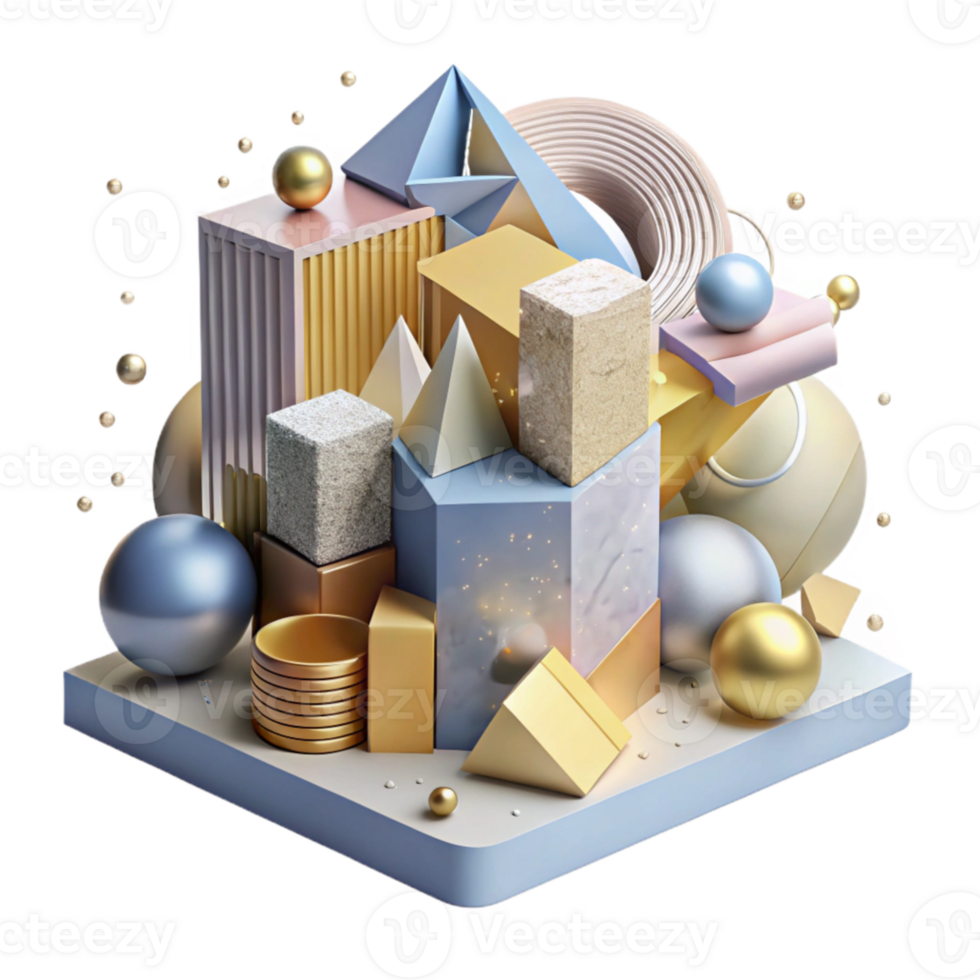 wonderful artistic Abstract Architectural Design with Geometric Shapes Transparent Background png