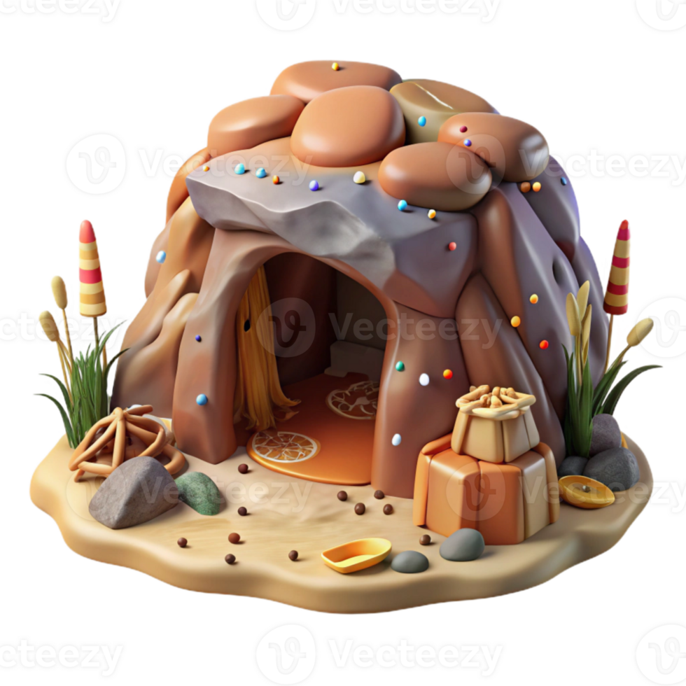 beautiful minimalist Cave Dwelling with Prehistoric Art Transparent Background detailed png