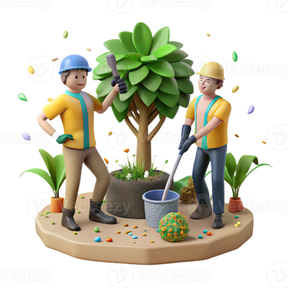 elegant creative Conservation Effort Volunteers Planting Trees Cutout high resolution png