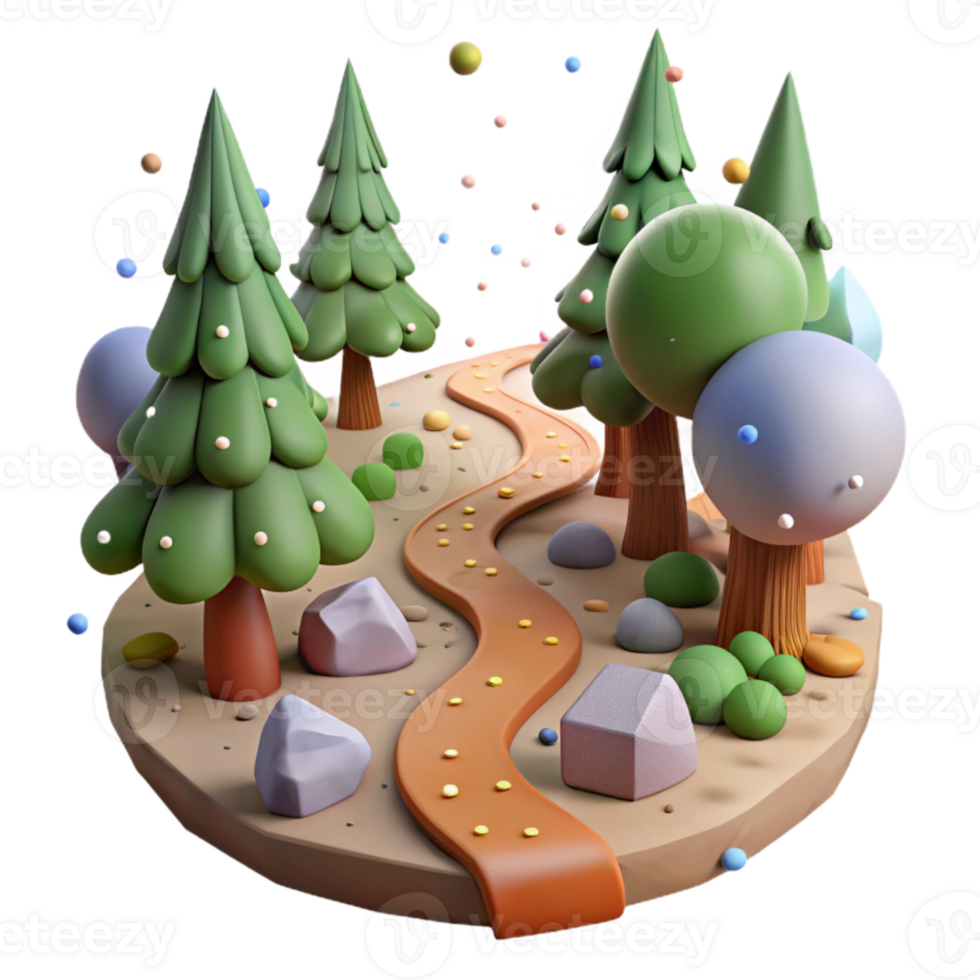 magnificent modern Forest Path Top View Isolated on Transparent Background authentic png