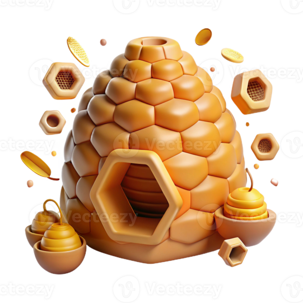 extraordinary artistic Beehive with Honeycomb Cutout premium png