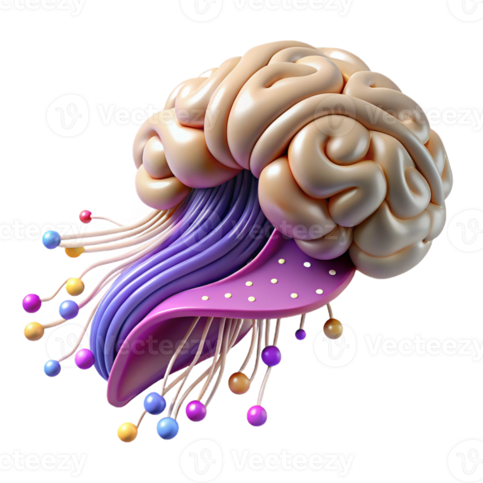 extraordinary abstract Binary Code Stream Flowing Around a Brain Cutout premium png