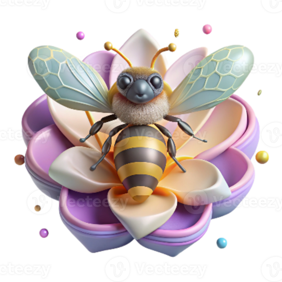 wonderful abstract Bee on Flower Front View Isolated professional png