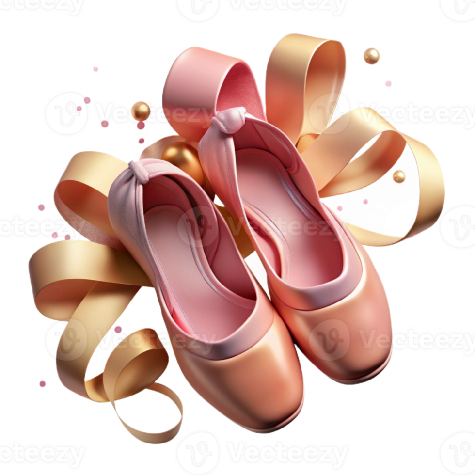 beautiful classic Ballet Slippers Satin Ribbons Transparent Background Delicate Pink detailed png