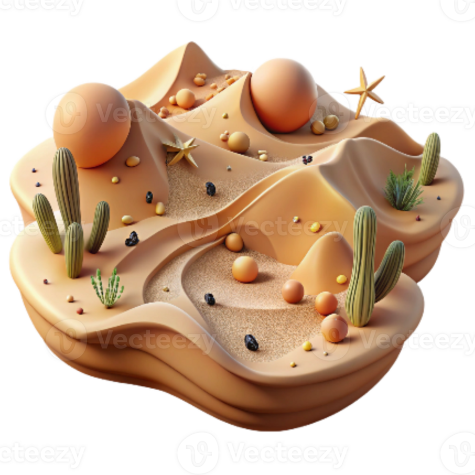 dramatic creative Desert Landscape with Bird Tracks Transparent Background png