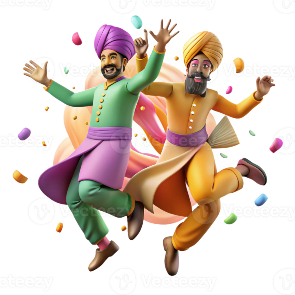elegant rustic Bhangra Dancers in Motion Cutout exclusive png