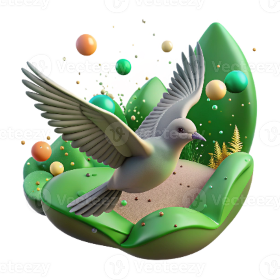 magnificent minimalist Bird in Flight Over Rewilded Landscape Isolated exclusive png