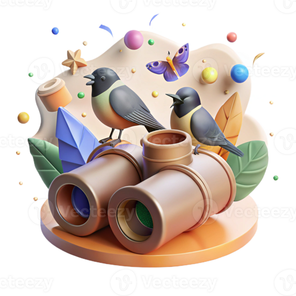 dramatic artistic Binoculars Observing Birds Nature Watching Cutout authentic png