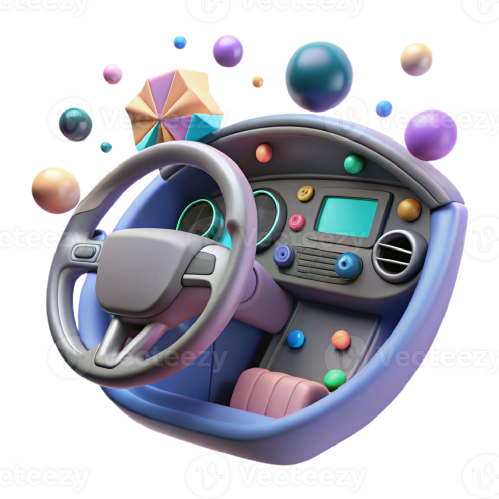 wonderful creative Electric Car Dashboard Interior Isolated premium png