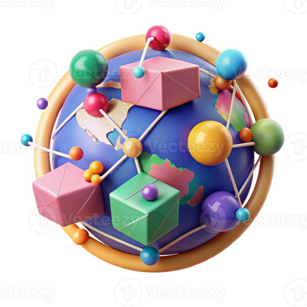 elegant artistic Colorful World Trade Network Diagram Cutout high quality png
