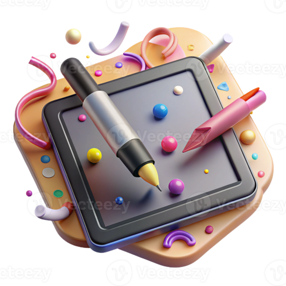 elegant modern Digital Art Tablet Stylus Pen Shadow Detail Transparent Background genuine png