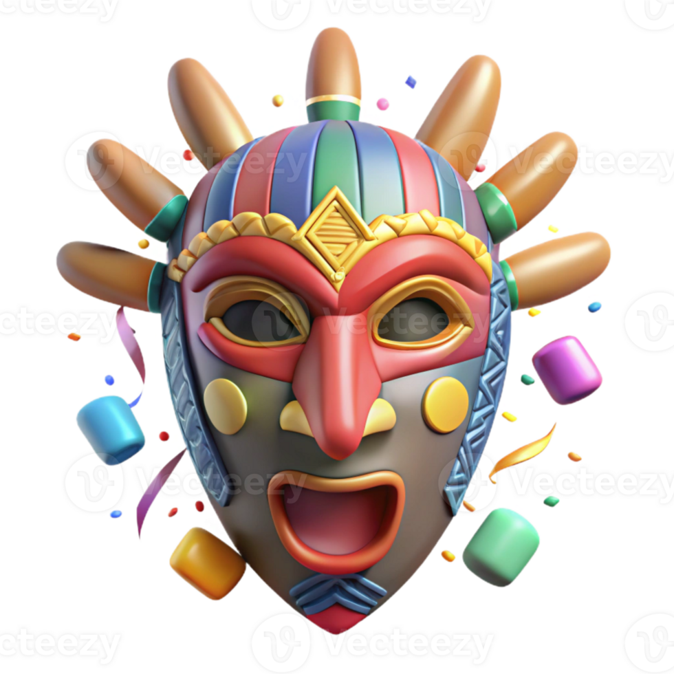 impressive rustic African Mask Tribal Design Wooden Texture Isolated Cutout original png