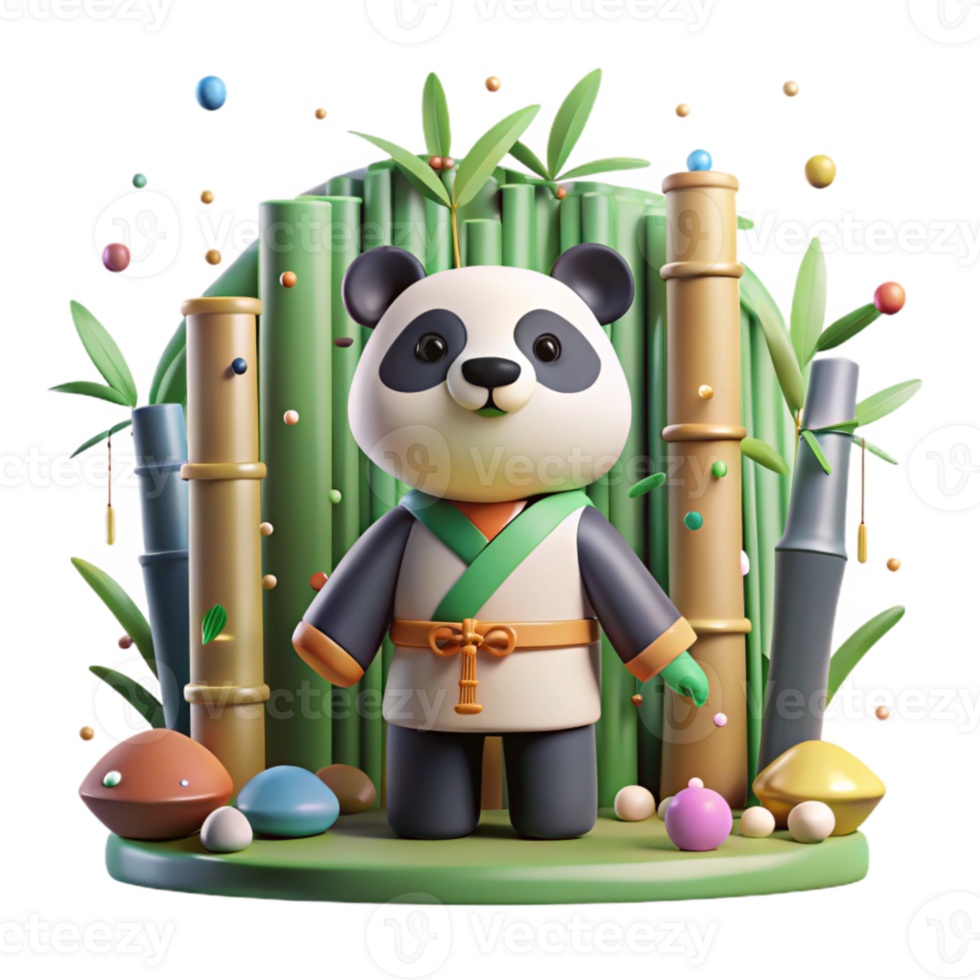 magnificent artistic Ai Monitoring Panda in Bamboo Forest Cutout exclusive png