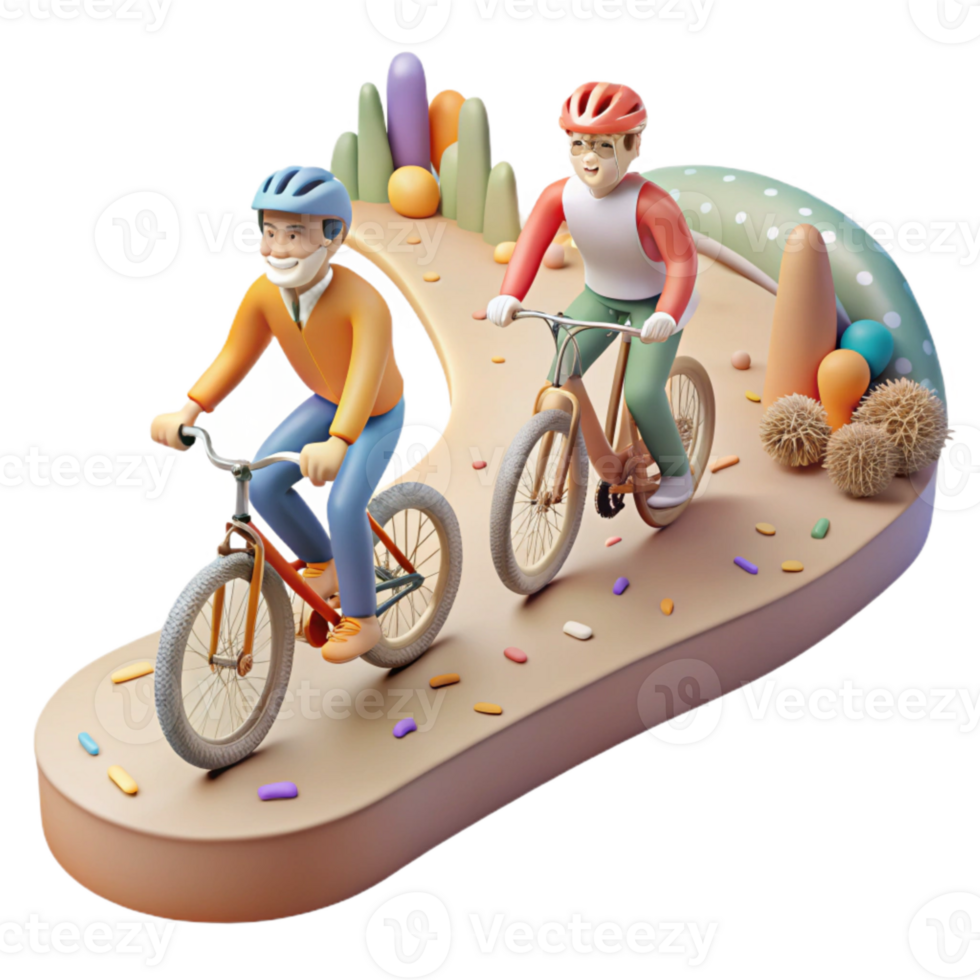 elegant modern Bicycle Riders on Community Path premium png