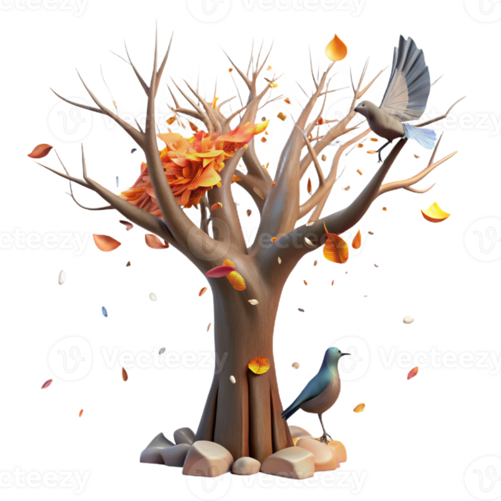 elegant classic Fire Damaged Tree Bird Nest Isolated professional png