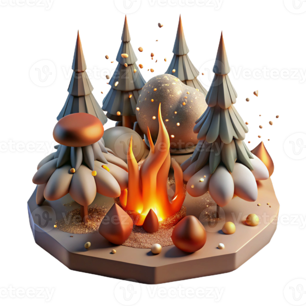 stunning rustic Burning Forest Top View Transparent Background detailed png
