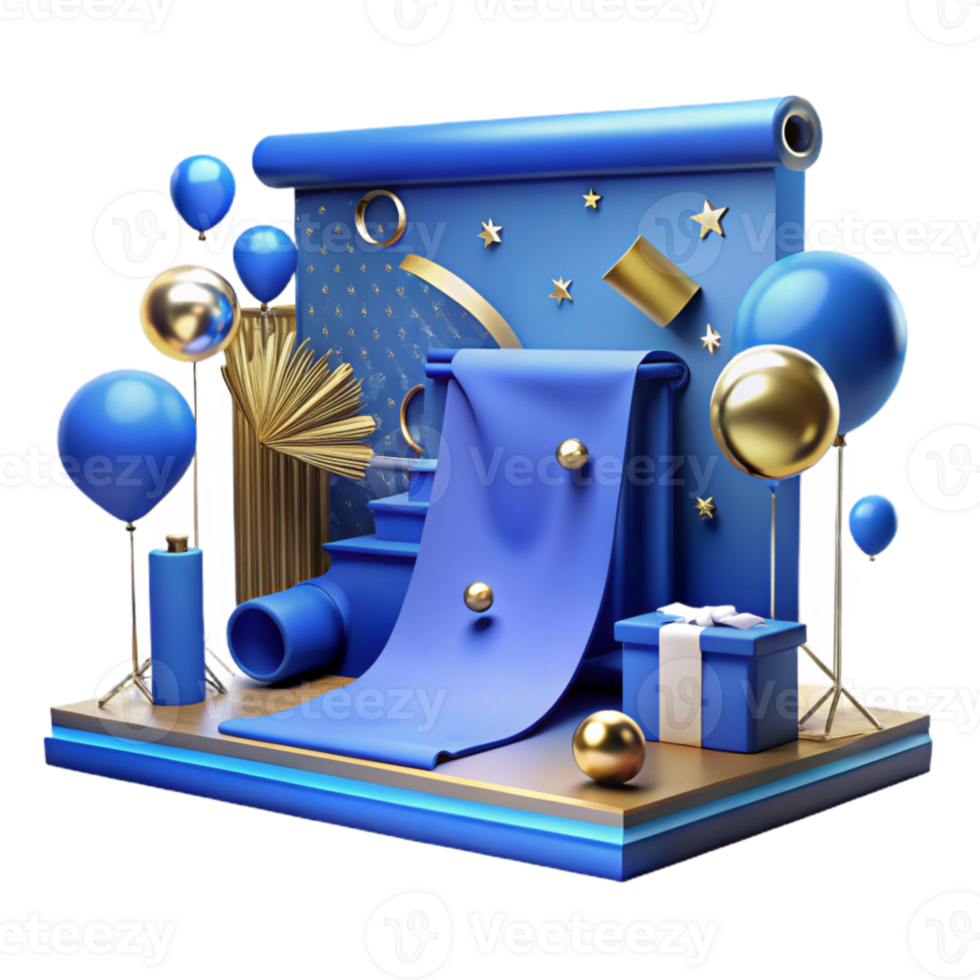 dramatic contemporary Blue Screen Studio with Lighting Isolated Element premium png