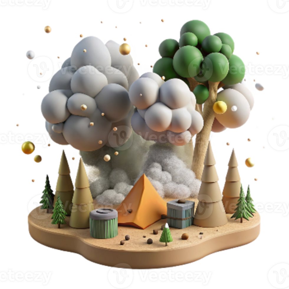 dramatic artistic Deforestation Scene Smoke Filled Sky Transparent Background professional png