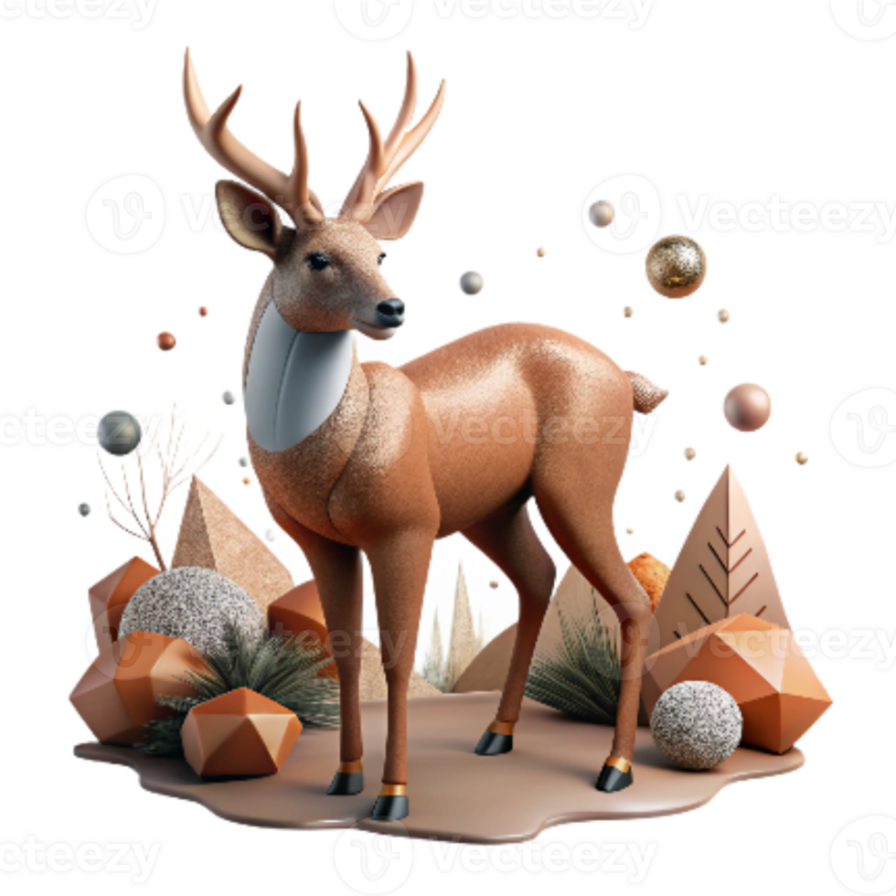 dramatic rustic Deer Grazing in Field Transparent Background Brown Coat genuine png