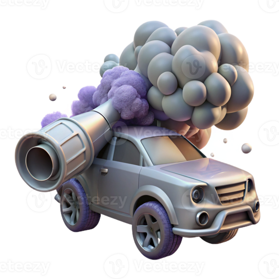 extraordinary modern Car Exhaust Fumes Side View with Gray Smoke Isolated detailed png