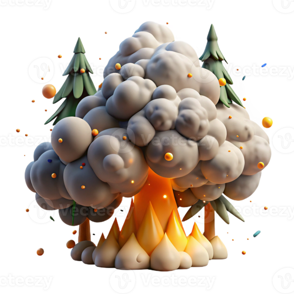vibrant modern Forest Fire Smoke Plume Transparent Background Grey Smoke high resolution png
