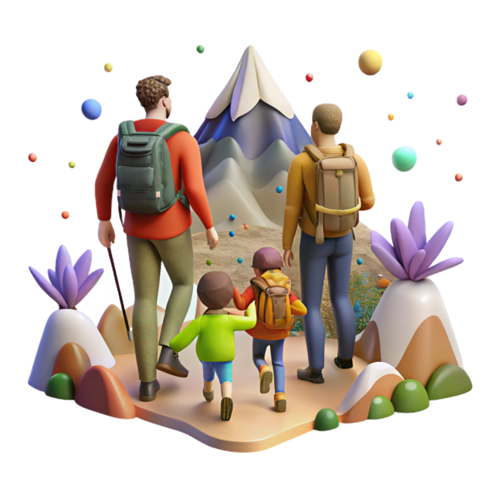 extraordinary modern Family Hiking in Mountains Scenic View Isolated genuine png
