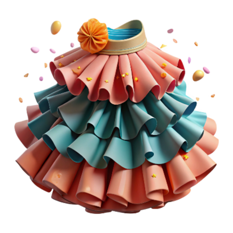 stunning classic Flamenco Skirt with Flounces Isolated on White original png