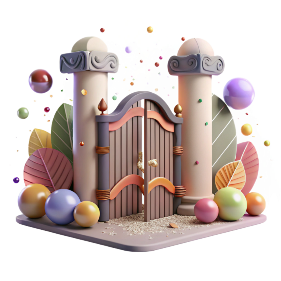 serene rustic Community Garden Gate Open Entrance Transparent Background professional png