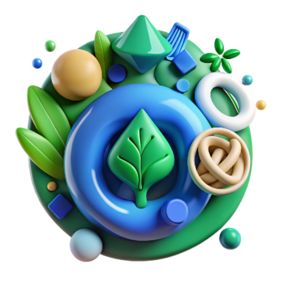 wonderful artistic Biodiversity Symbol Cutout with Green and Blue genuine png