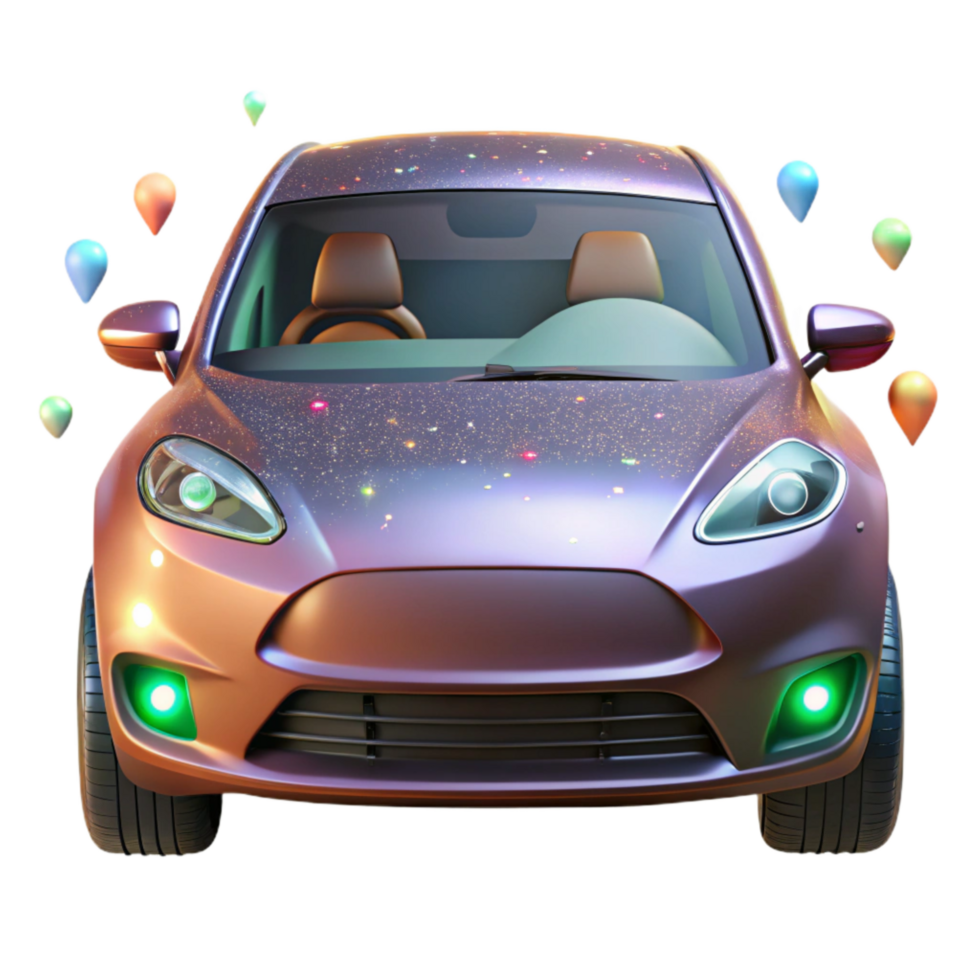 extraordinary artistic Electric Car Front View Isolated with Metallic Sheen high quality png