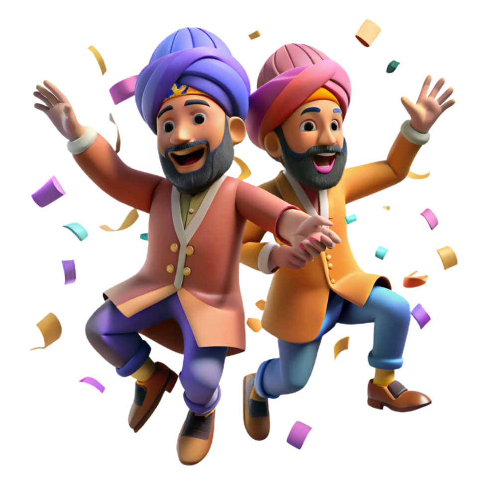 vibrant creative Bhangra Dancers in Motion Cutout high resolution png