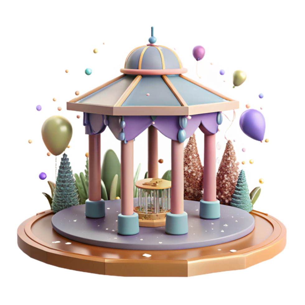 wonderful traditional City Park with Gazebo Isolated high quality png
