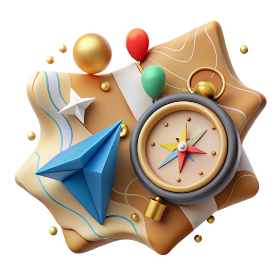 extraordinary modern Compass and Map Adventure Theme Transparent Background Cutout premium png