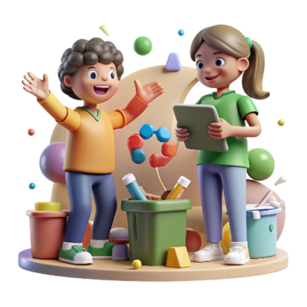 vibrant vintage Children Learning About Recycling Isolated Cutout high resolution png