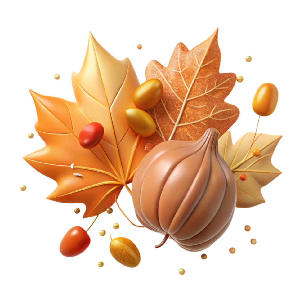 elegant minimalist Fallen Autumn Leaves Isolated Element detailed png