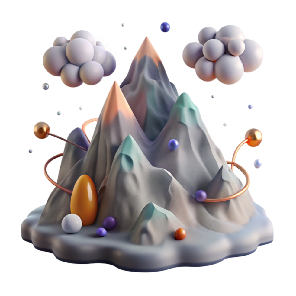 dramatic artistic Foggy Mountain Valley Isolated Element high resolution png
