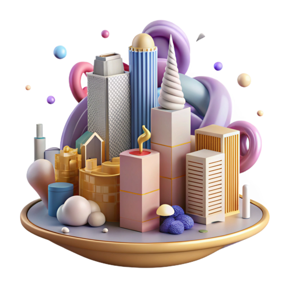 impressive artistic City Skyline with Noise Pollution Icons Cutout high quality png