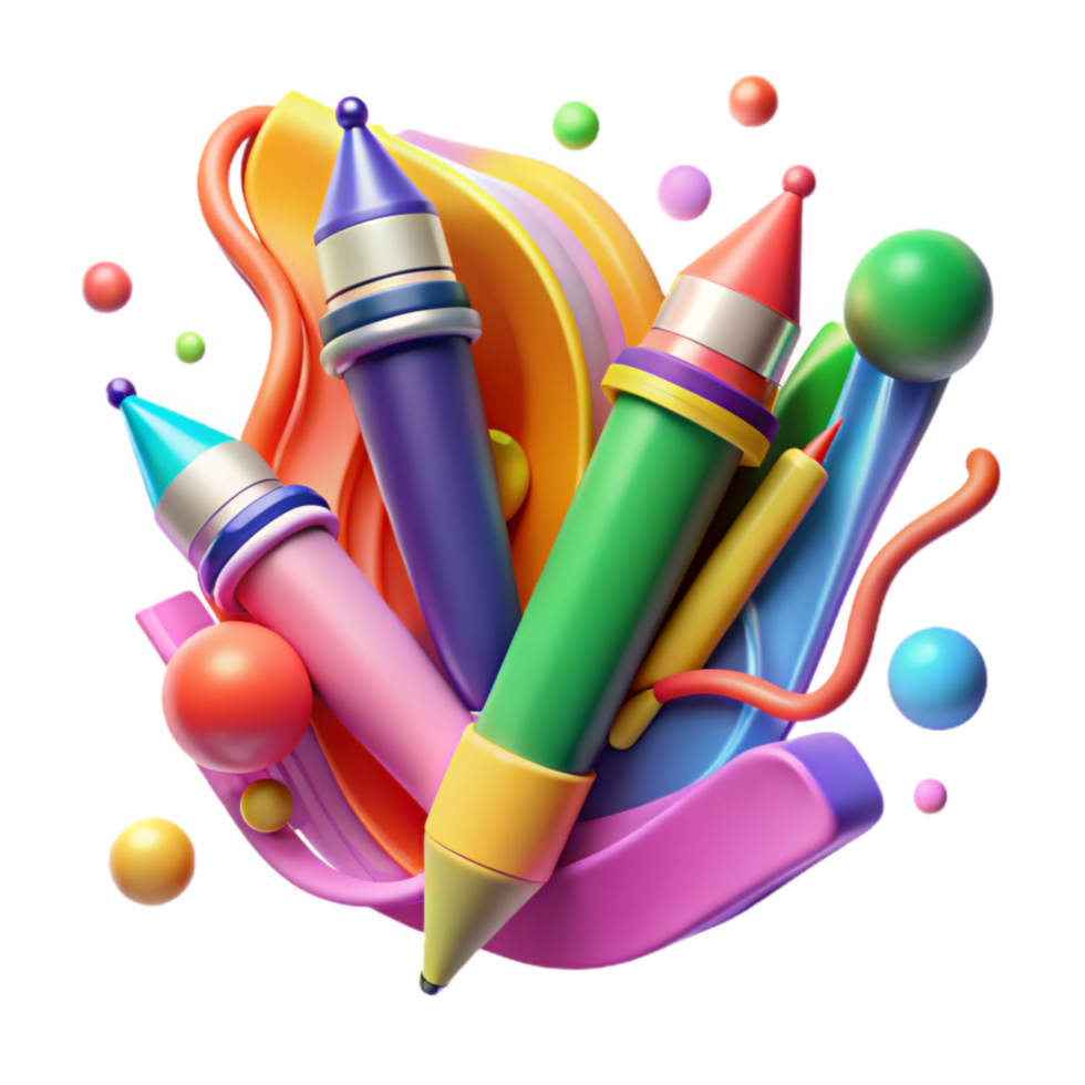 beautiful vintage Colorful Pens Creative Collaboration Transparent Background genuine png