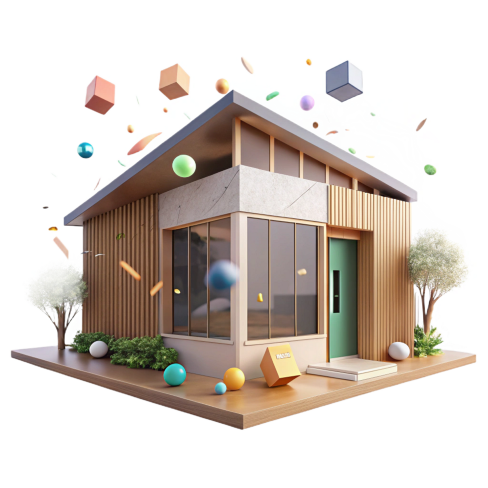serene vintage Eco Friendly House Front View Transparent high quality png