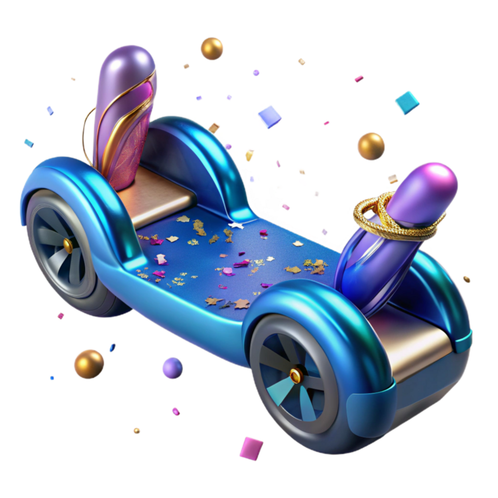 impressive abstract Cutout Hoverboard Metallic Blue professional png