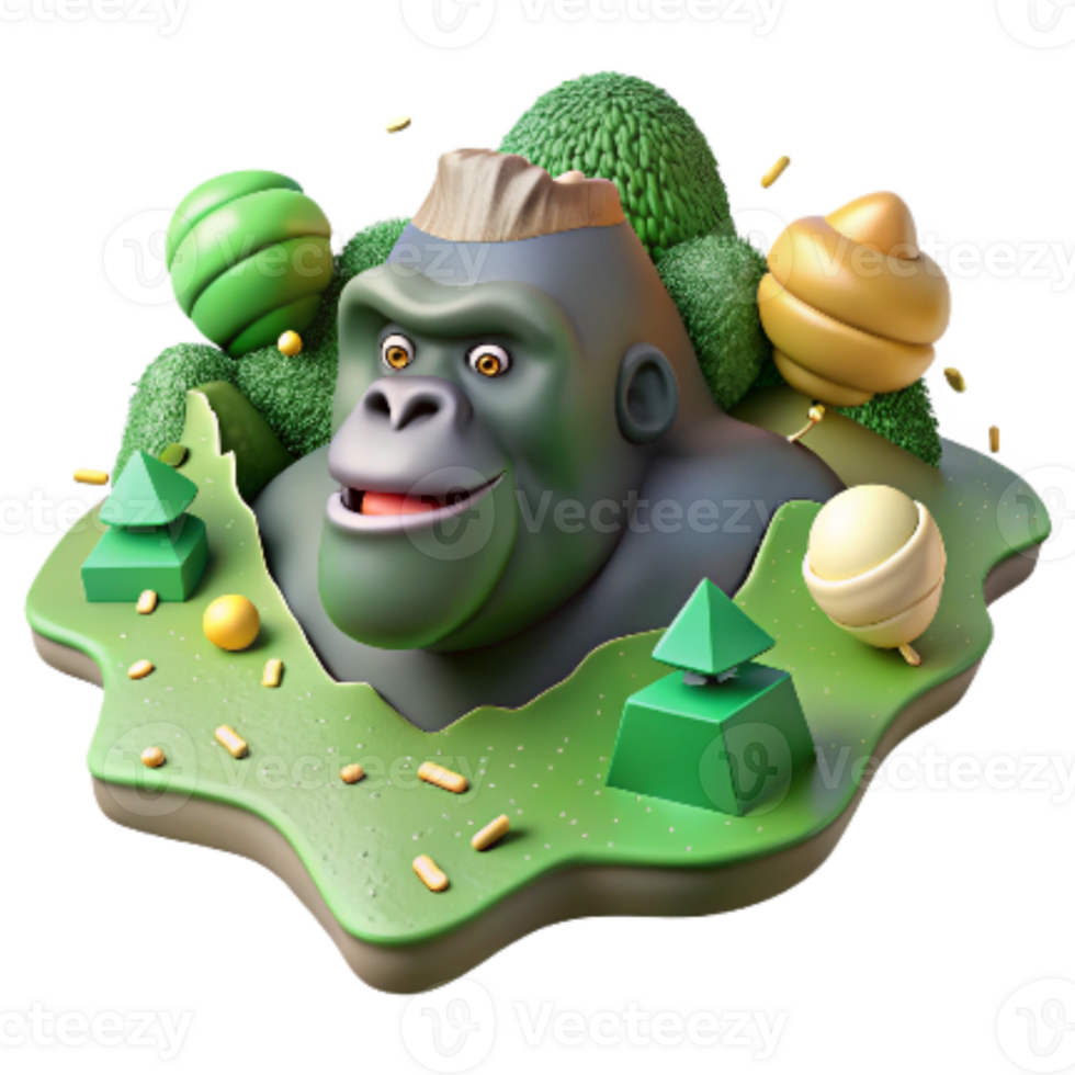 magnificent classic Map of Gorilla Territory Green Hues Transparent Background authentic png