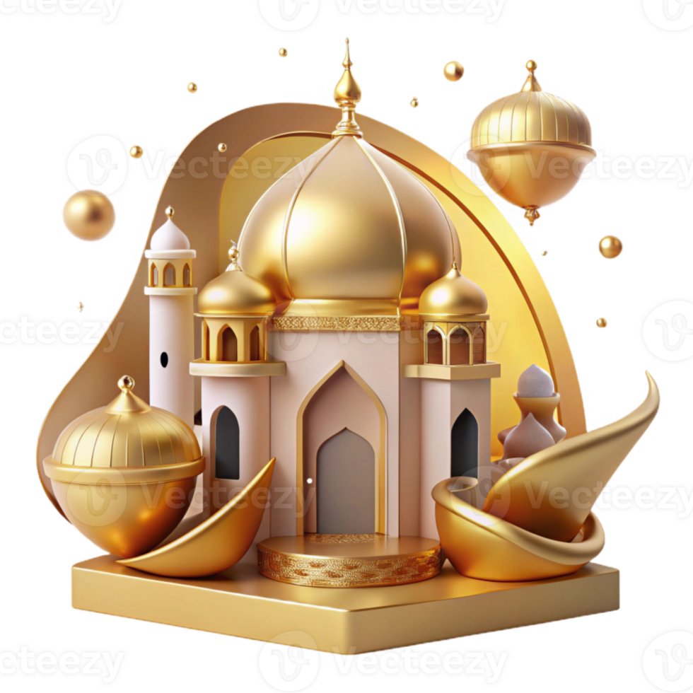 stunning rustic Eid Mubarak Mosque Cutout Golden Dome authentic png