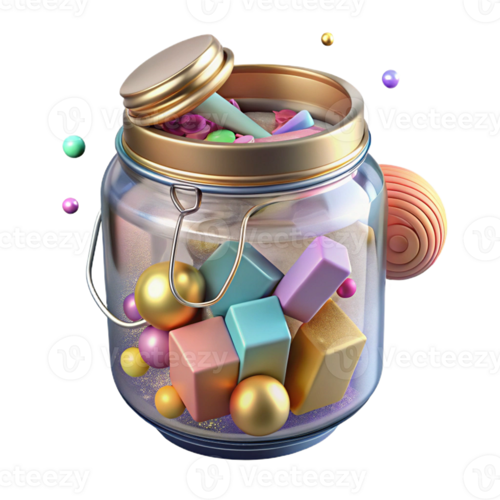 wonderful modern Glass Jar Filled with Colorful Buttons Transparent high resolution png