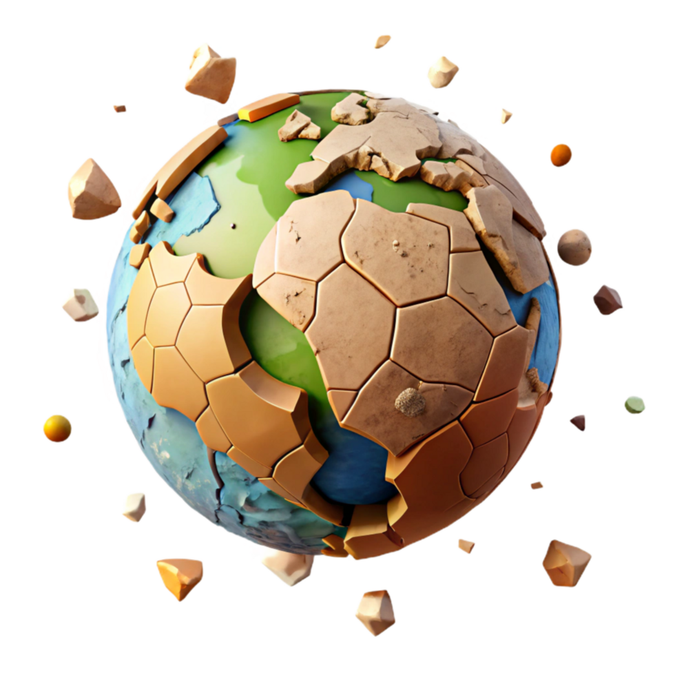 beautiful creative Cracked Earth From Drought Side View Isolated premium png