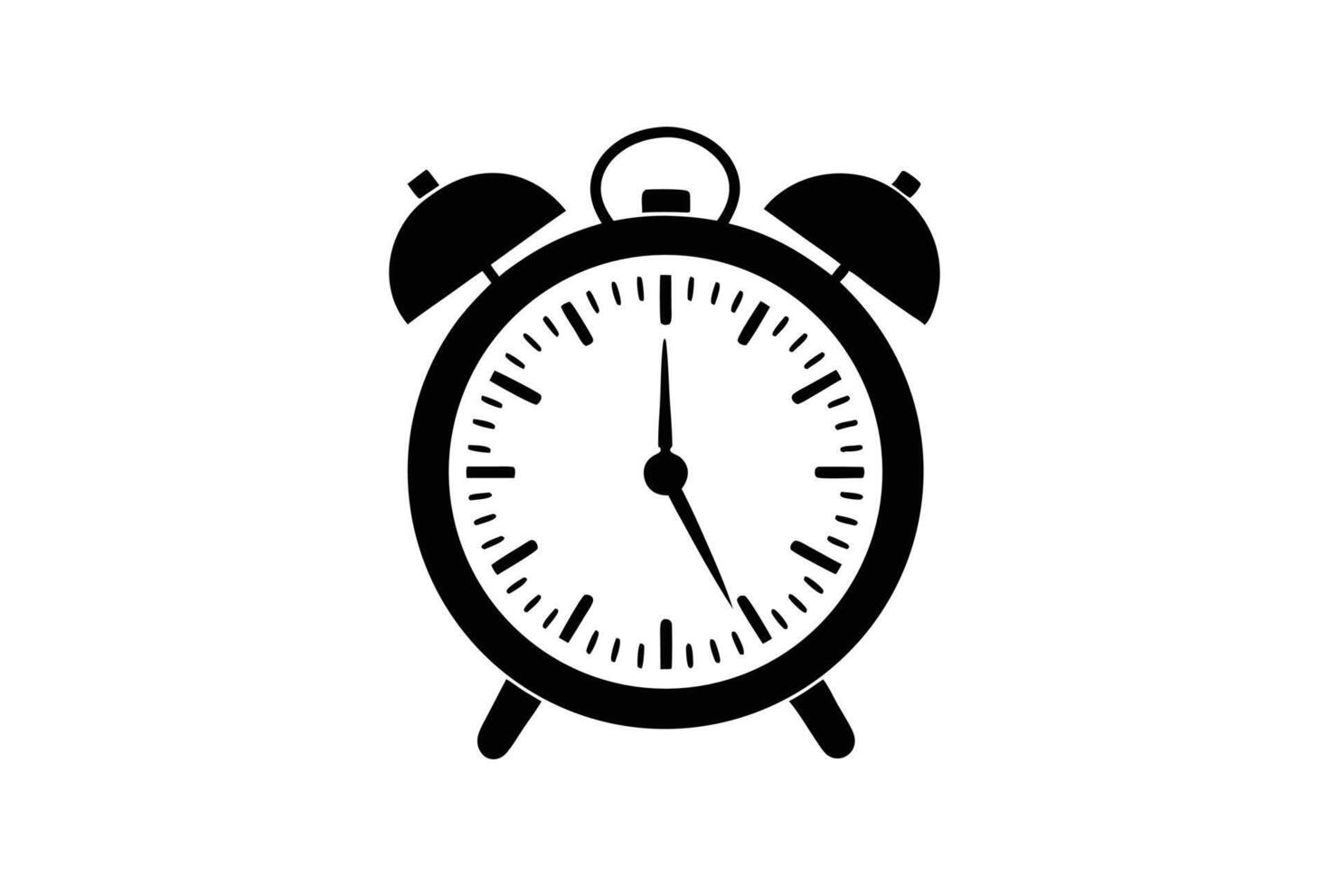 Silhouette art illustration of a classic alarm clock with bells on top vector