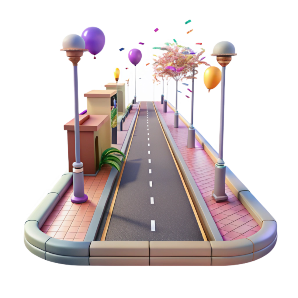 serene modern City Street with Empty Sidewalk Transparent Background detailed png