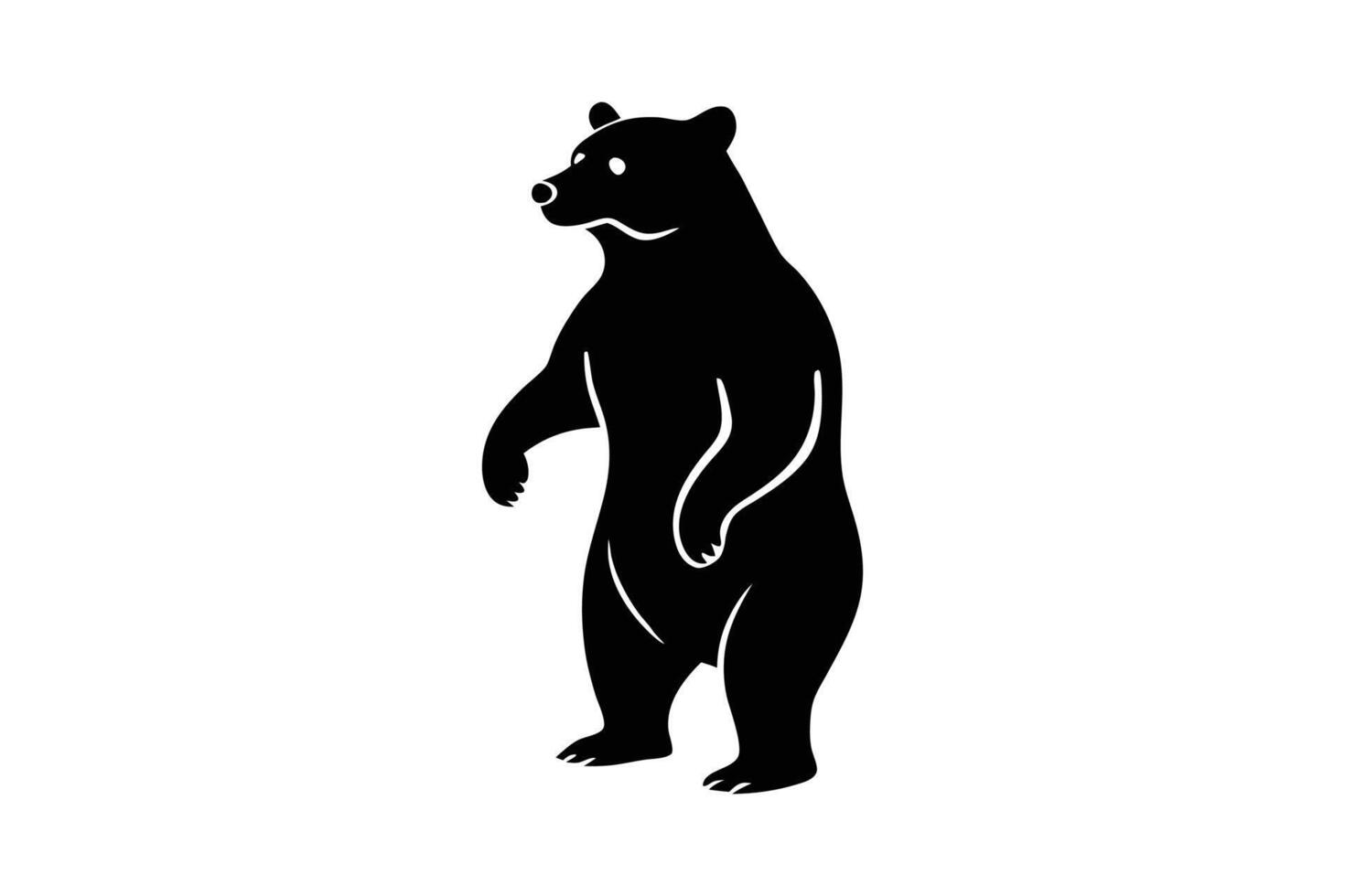 Silhouette art illustration of a standing bear on hind legs with one paw raised vector