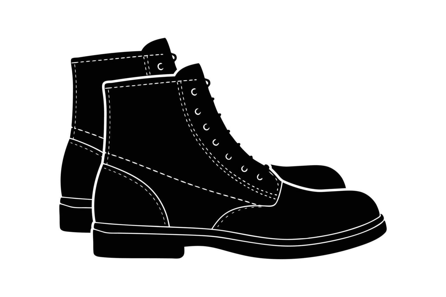 Silhouette art illustration of a pair of classic leather boots vector